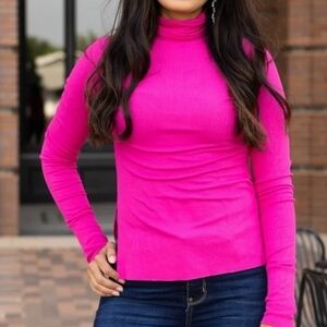 The Georgina Fitted Turtleneck, Hot Pink